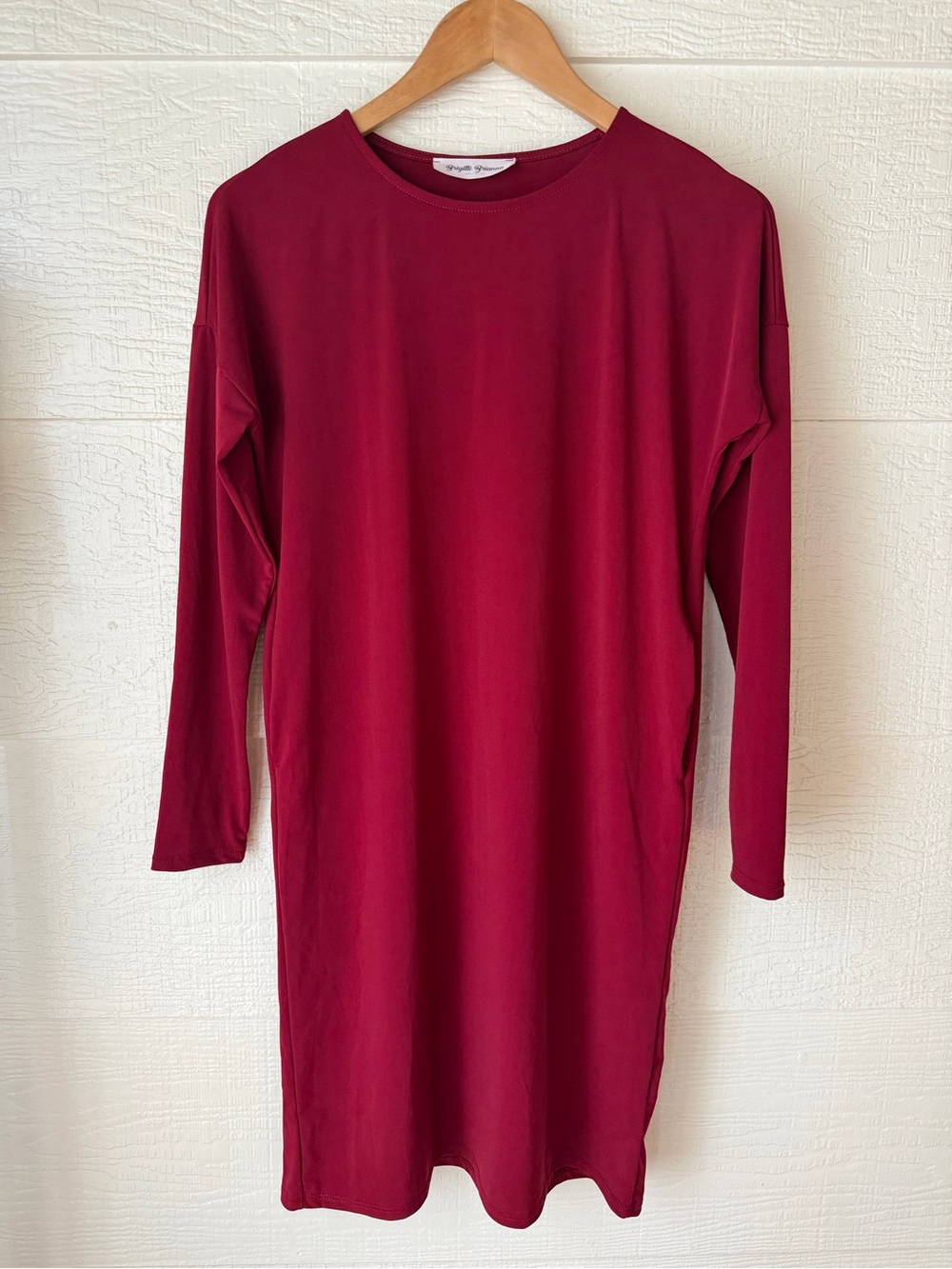 Brigitte Brianna Burgundy Long Sleeve t shirt Dress Size S